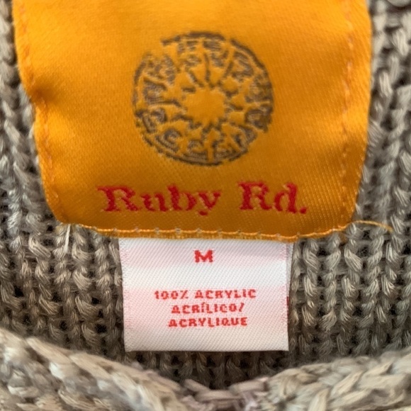 Ruby Rd cardigan size med grey and white mini ruffles long sleeve mixed media - Picture 4 of 12